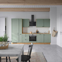 KÜCHENBLOCK 330 cm   in Eichefarben, Schilfgrün  - Schilfgrün/Eichefarben, MODERN, Holzwerkstoff/Metall (330cm) - Nobilia