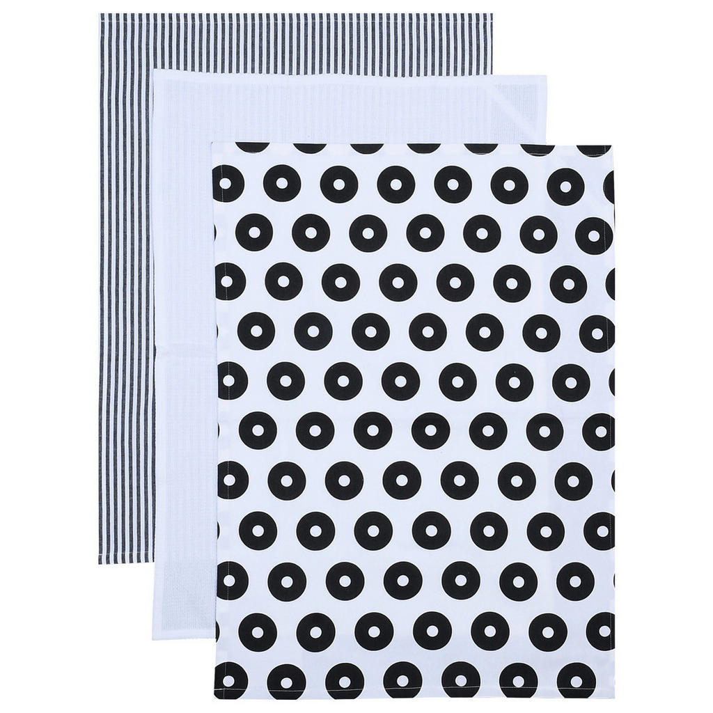 Set Prosoape De Vase 3 piese negru, alb
