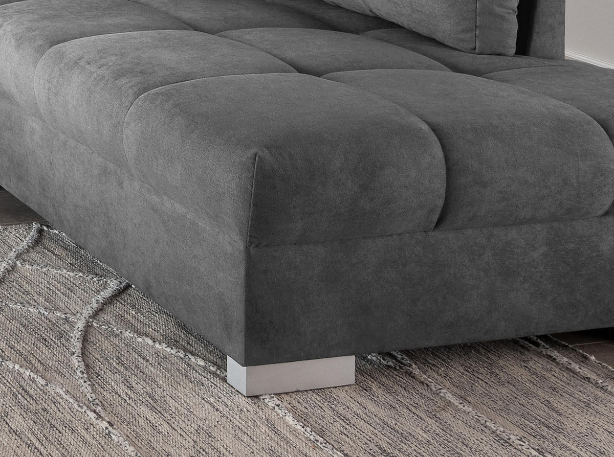 ECKSCHLAFSOFA in Dunkelgrau Textil   - Dunkelgrau/Silberfarben, Design, Holz/Textil (298/202cm) - MID.YOU