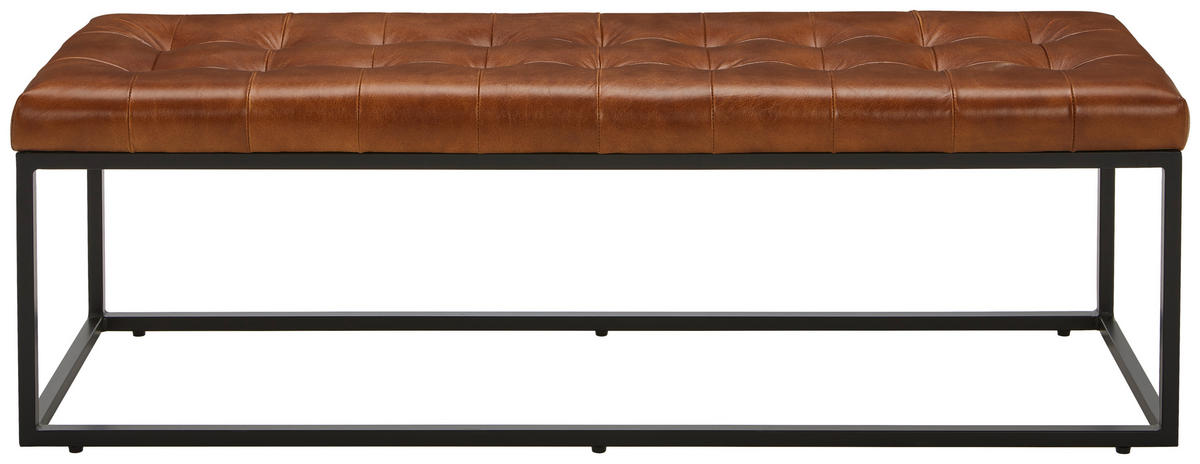 SITZBANK 140/44/44 cm Echtleder Schwarz, Cognac  - Cognac/Schwarz, LIFESTYLE, Leder/Metall (140/44/44cm) - Landscape