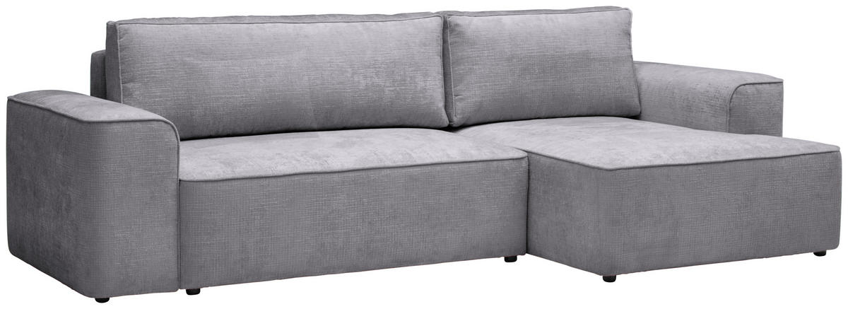 ECKSOFA in Plüsch Hellgrau  - Blaugrau/Hellgrau, Design, Kunststoff/Textil (288/152cm) - Xora