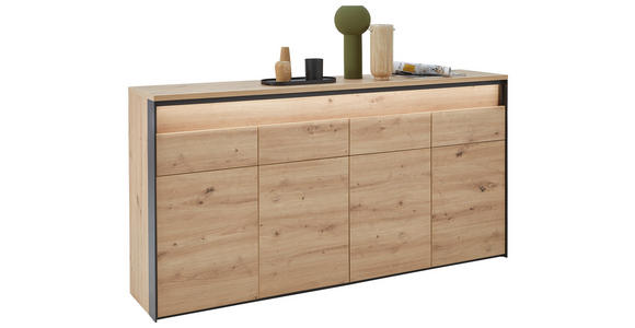 SIDEBOARD 174/88/38 cm  - Schwarz/Eiche Artisan, KONVENTIONELL, Holzwerkstoff (174/88/38cm) - Voleo