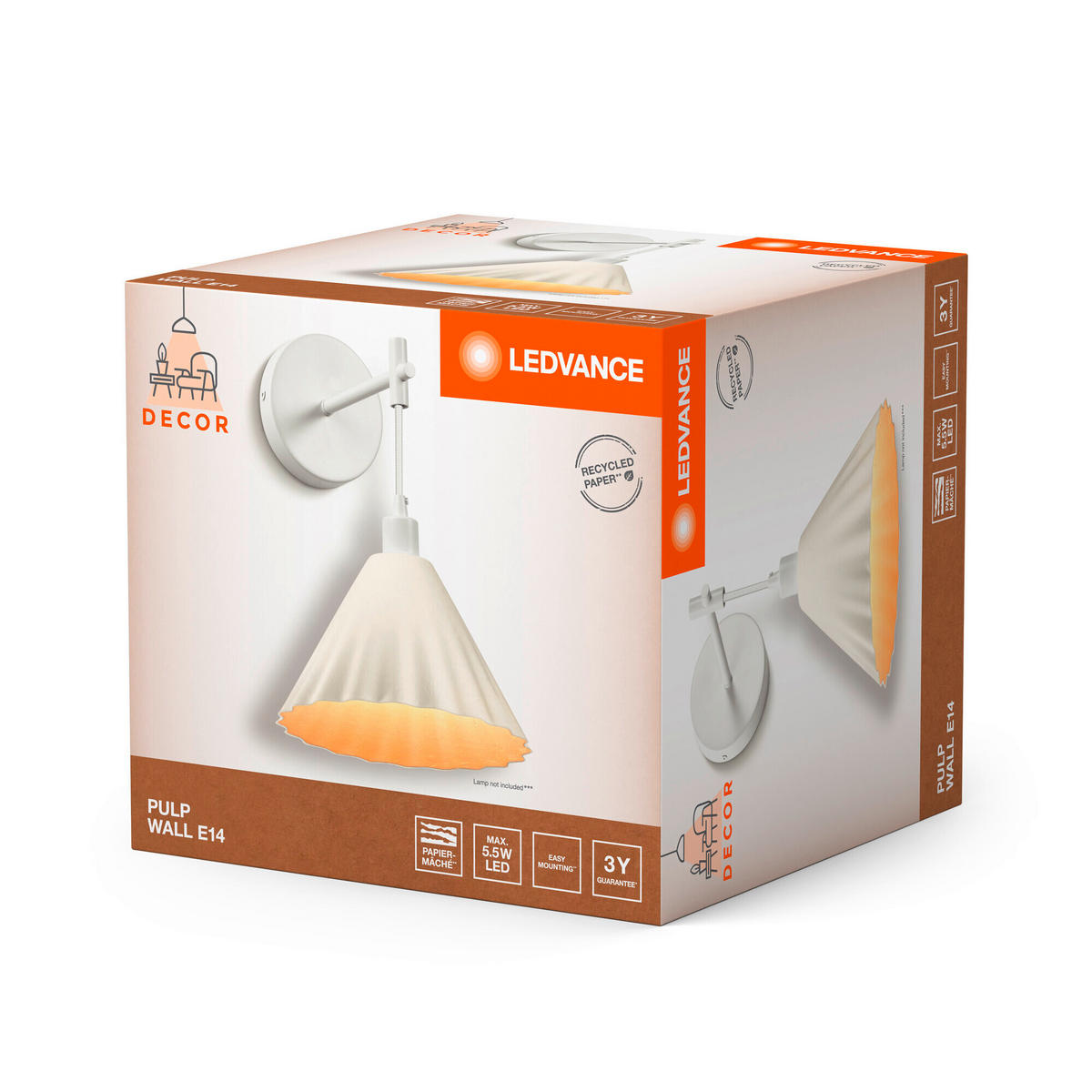 WANDLEUCHTE 21,8/26,2/33 cm   - KONVENTIONELL, Papier/Metall (21,8/26,2/33cm) - Ledvance