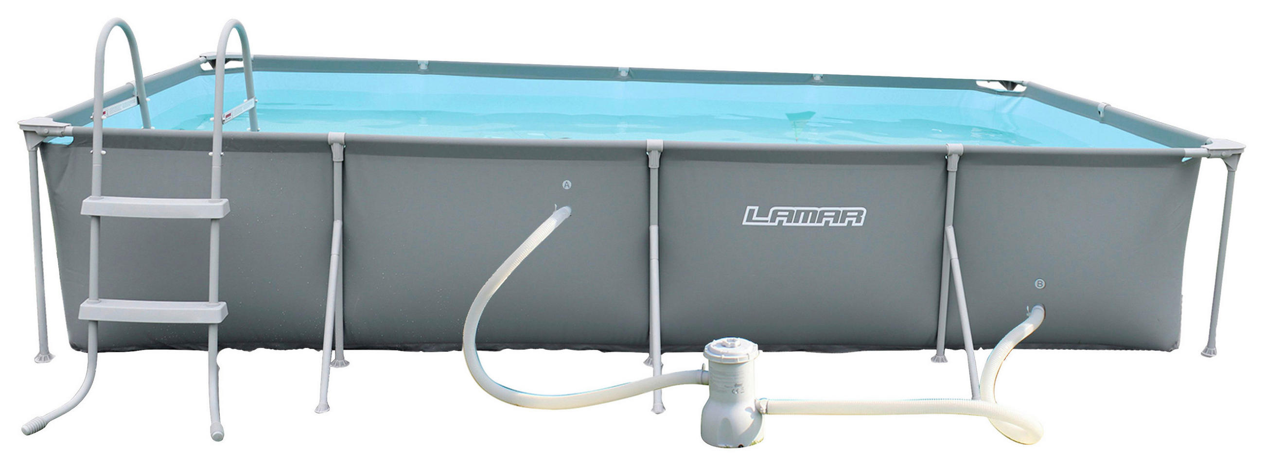 POOL-SET 99, inkl. Leiter 404/201/76 cm  - Blau/Grau, KONVENTIONELL, Kunststoff/Metall (404/201/76cm)