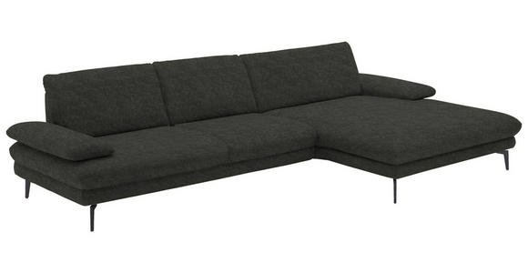 ECKSOFA in Velours Dunkelgrau 310/180 cm - Dunkelgrau/Schwarz, Design, Textil/Metall (310/180cm) - Dieter Knoll