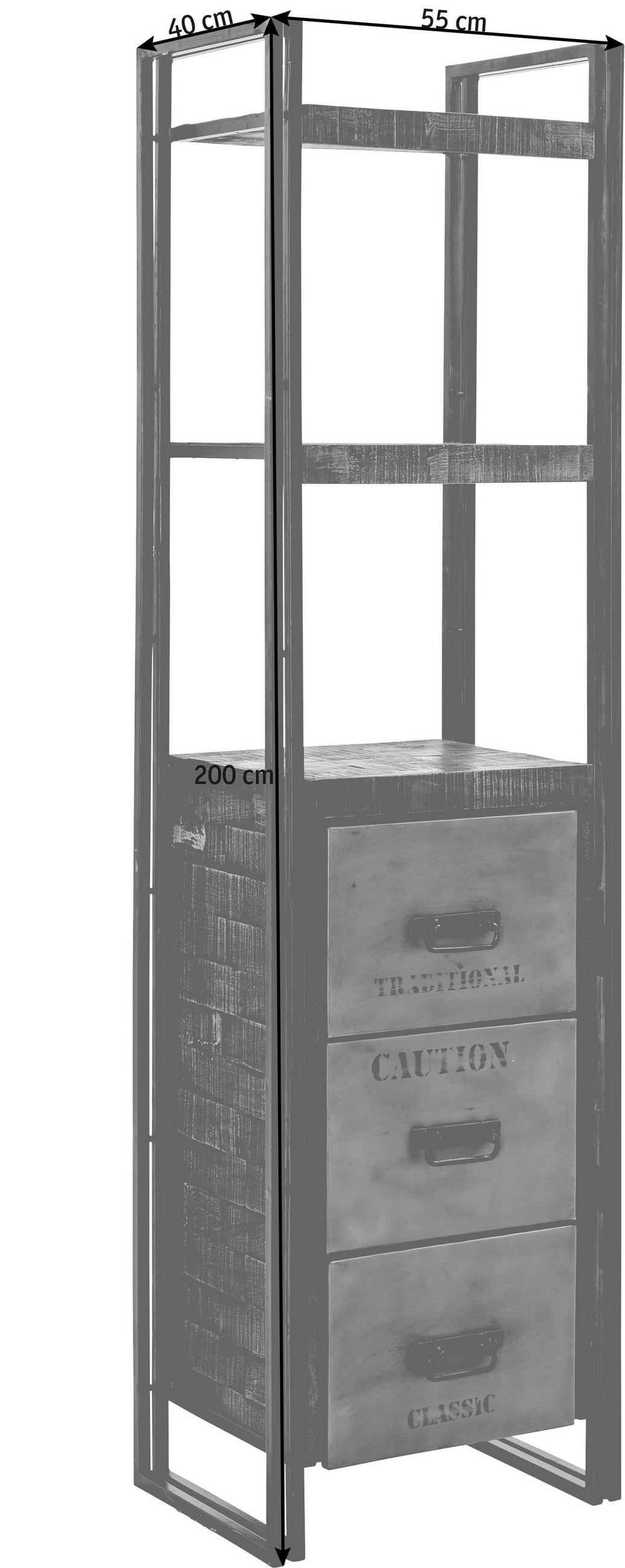 REGAL  55/200/40 cm Braun  - Braun, Design, Holz/Metall (55/200/40cm)