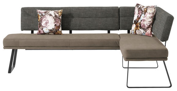 ECKBANK 225/169 cm in Schwarz, Sandfarben, Hellbraun - Sandfarben/Hellbraun, Design, Textil/Metall (225/169cm) - Dieter Knoll