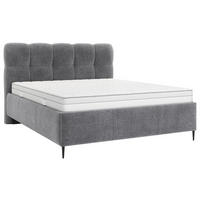POLSTERBETT 140/200 cm, gepolstertes Kopfteil, Lattenrost,  - Anthrazit/Schwarz, Design, Holz/Textil (140/200cm) - Boxxx