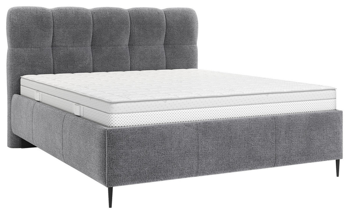 POLSTERBETT 140/200 cm, gepolstertes Kopfteil, Lattenrost,  - Anthrazit/Schwarz, Design, Holz/Textil (140/200cm) - Boxxx
