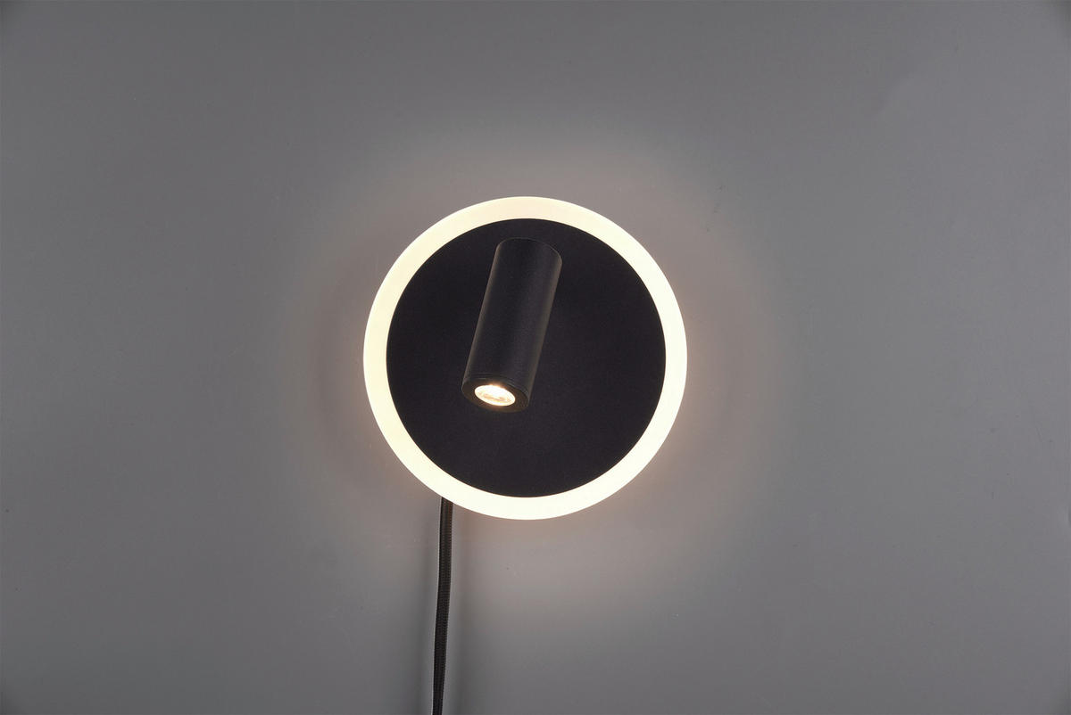 APLICĂ DE PERETE CU LED - negru, Basics, plastic/metal (15cm)