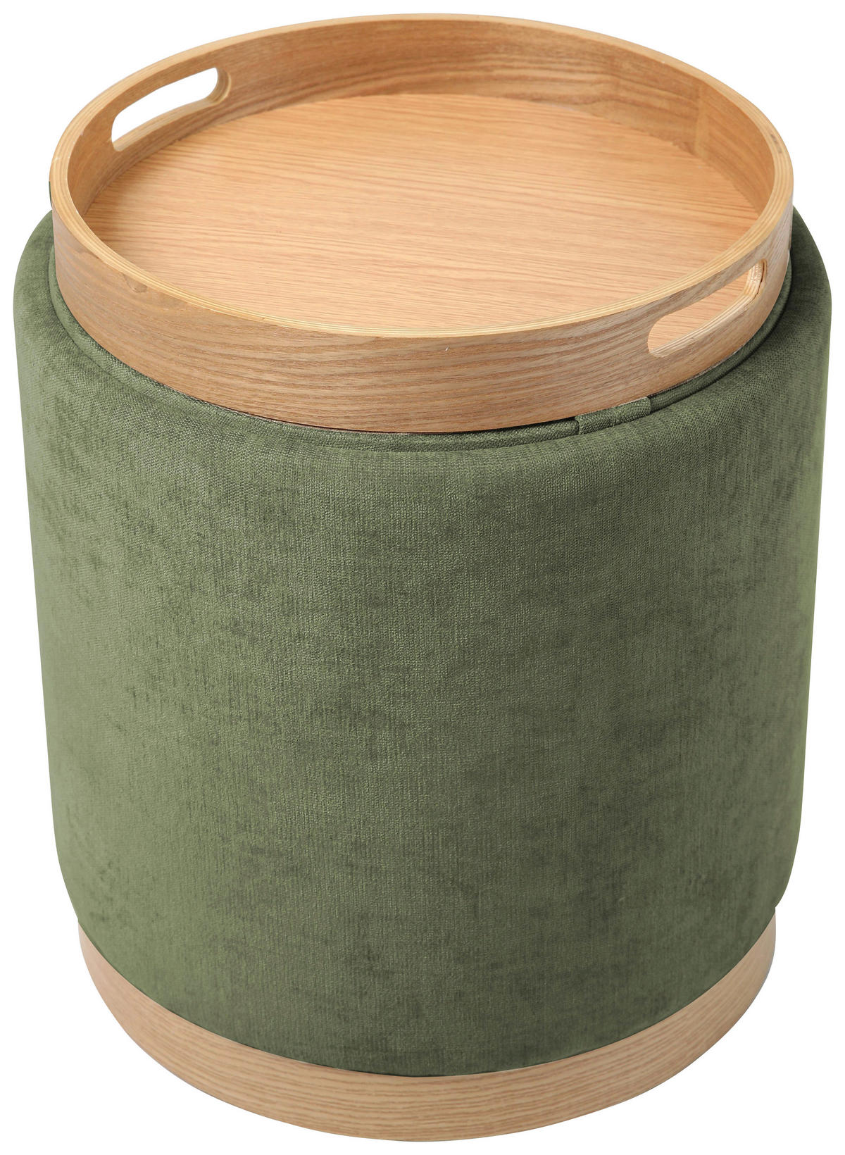 HOCKER Vliesstoff, Leinenoptik Grün  - Eichefarben/Grün, Basics, Textil/Metall (39/44/39cm) - Xora