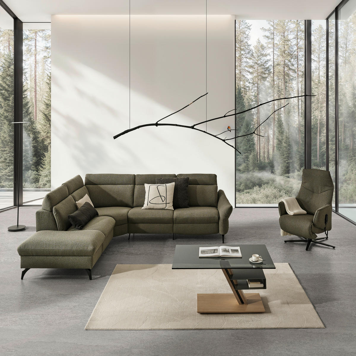 ECKSOFA  in Flachgewebe Taupe  233/272 cm  - Taupe/Anthrazit, KONVENTIONELL, Textil/Metall (233/272cm) - Himolla Komfortklass