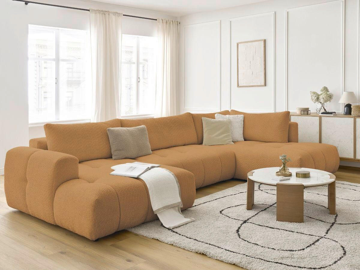 WOHNLANDSCHAFT  FUJI  Gelb Bouclé  - Gelb/Schwarz, MODERN, Kunststoff/Textil (160/377/204cm)