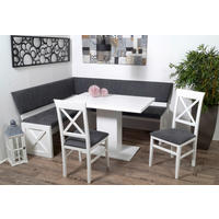 ECKBANKGRUPPE Grau, Weiß  - Weiß/Grau, KONVENTIONELL, Holz/Textil (150/185/87cm) - MID.YOU