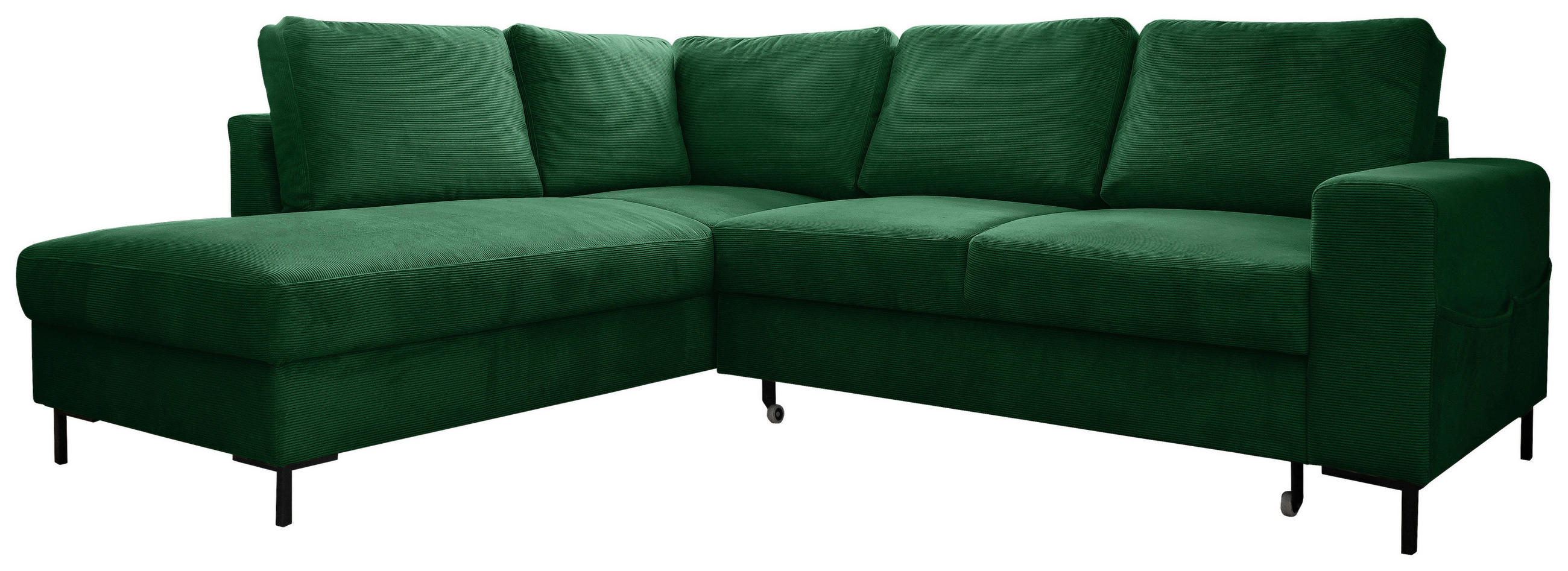ECKSOFA Smaragdgrün Cord  - Smaragdgrün/Schwarz, Design, Textil/Metall (197/237cm) - MID.YOU
