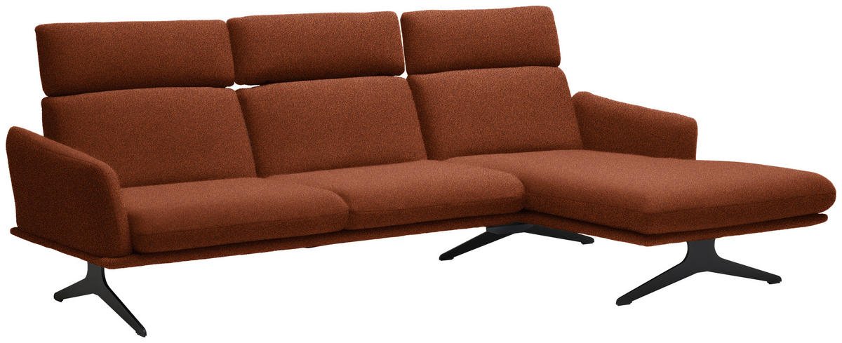 ECKSOFA in Flachgewebe Rostfarben  - Rostfarben/Schwarz, Design, Textil/Metall (259/152cm) - Dieter Knoll