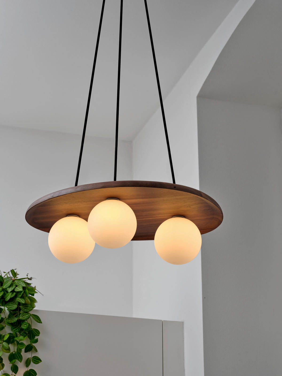 HÄNGELEUCHTE 50/38,5/150 cm  - Akaziefarben, Basics, Glas/Holz (50/38,5/150cm) - Osram