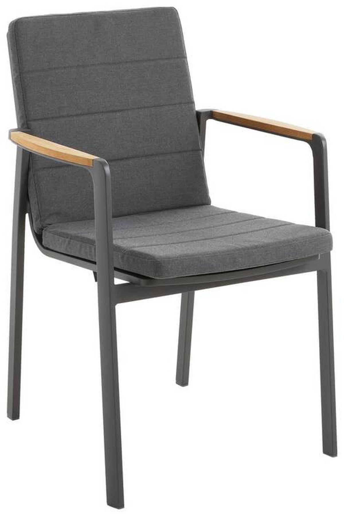 STAPELSESSEL Teakholz Aluminium Anthrazit, Dunkelgrau  - Dunkelgrau/Anthrazit, MODERN, Holz/Textil (63/86,5/59cm) - Amatio