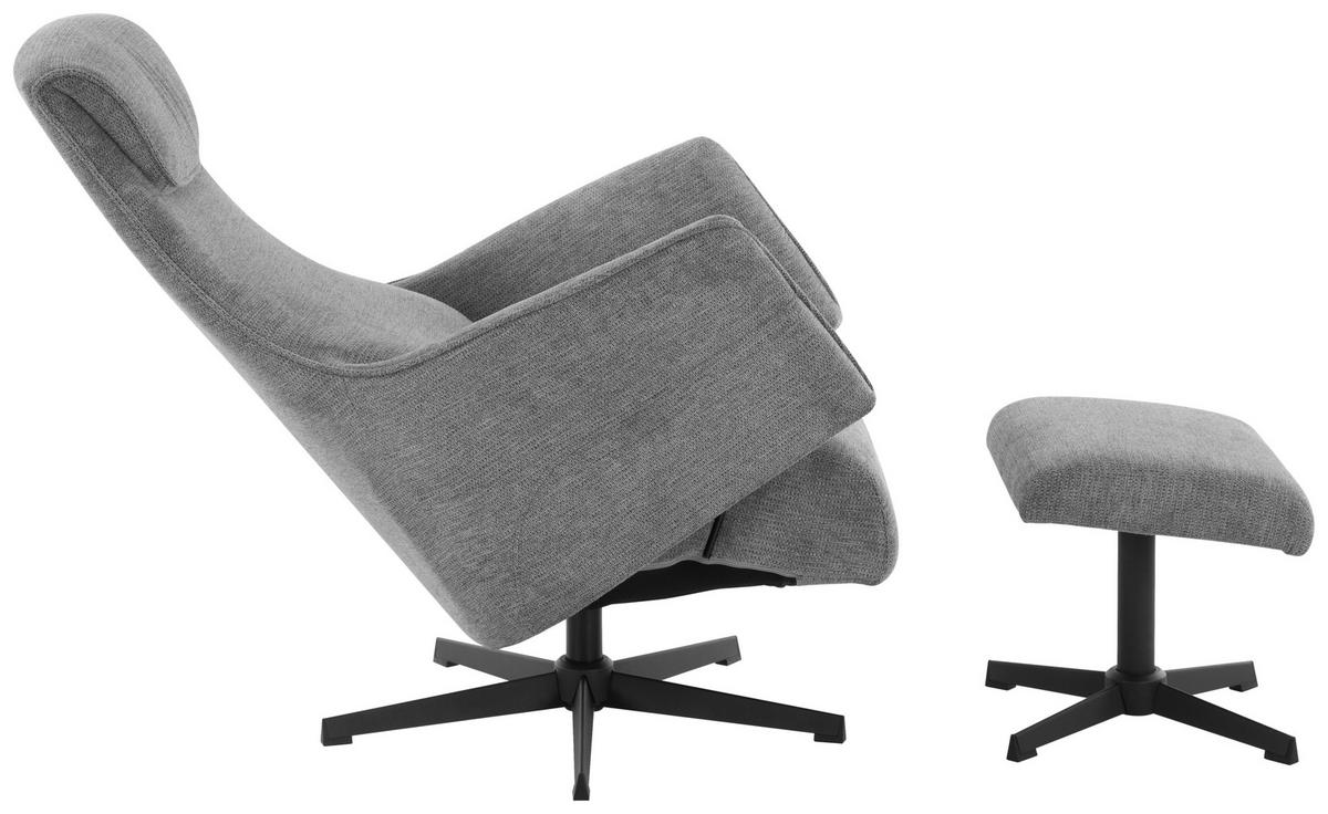 RELAXSESSELSET Mikrofaser    - Schwarz/Grau, Design, Textil/Metall (76/110/85.5cm) - Welnova