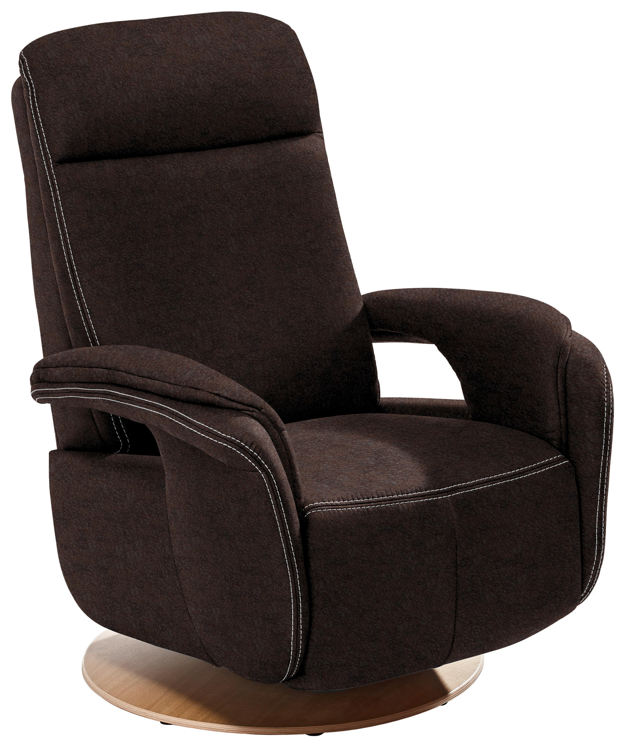 RELAXSESSEL Mikrofaser Relaxfunktion    - Eichefarben/Dunkelbraun, LIFESTYLE, Holz/Textil (80/106/88cm) - Voleo