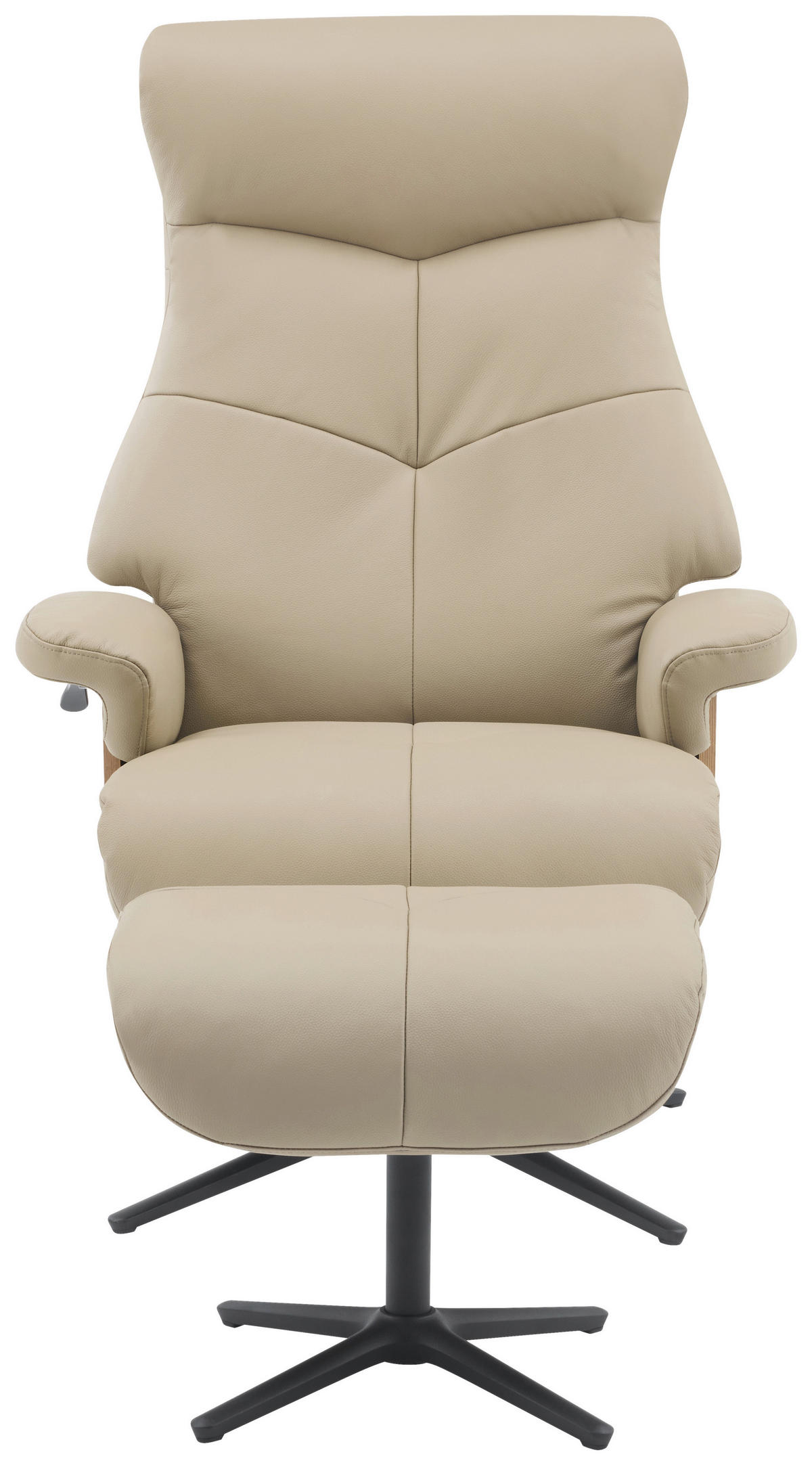 RELAXSESSELSET in Holz, Textil, Leder Taupe  - Taupe/Schwarz, Design, Leder/Holz (78/111/81cm) - Livetastic