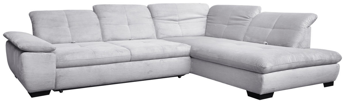 ECKSOFA Hellgrau Cord  - Hellgrau/Schwarz, Design, Textil/Metall (313/242cm) - Xora