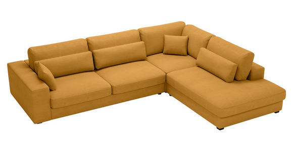 ECKSOFA in Cord Gelb  - Gelb/Schwarz, KONVENTIONELL, Kunststoff/Textil (314/250cm) - Carryhome