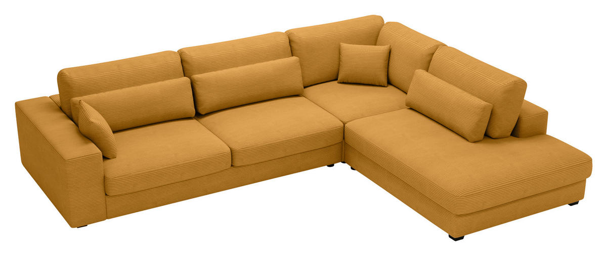 ECKSOFA in Cord Gelb  - Gelb/Schwarz, Konventionell, Kunststoff/Textil (314/250cm) - Carryhome