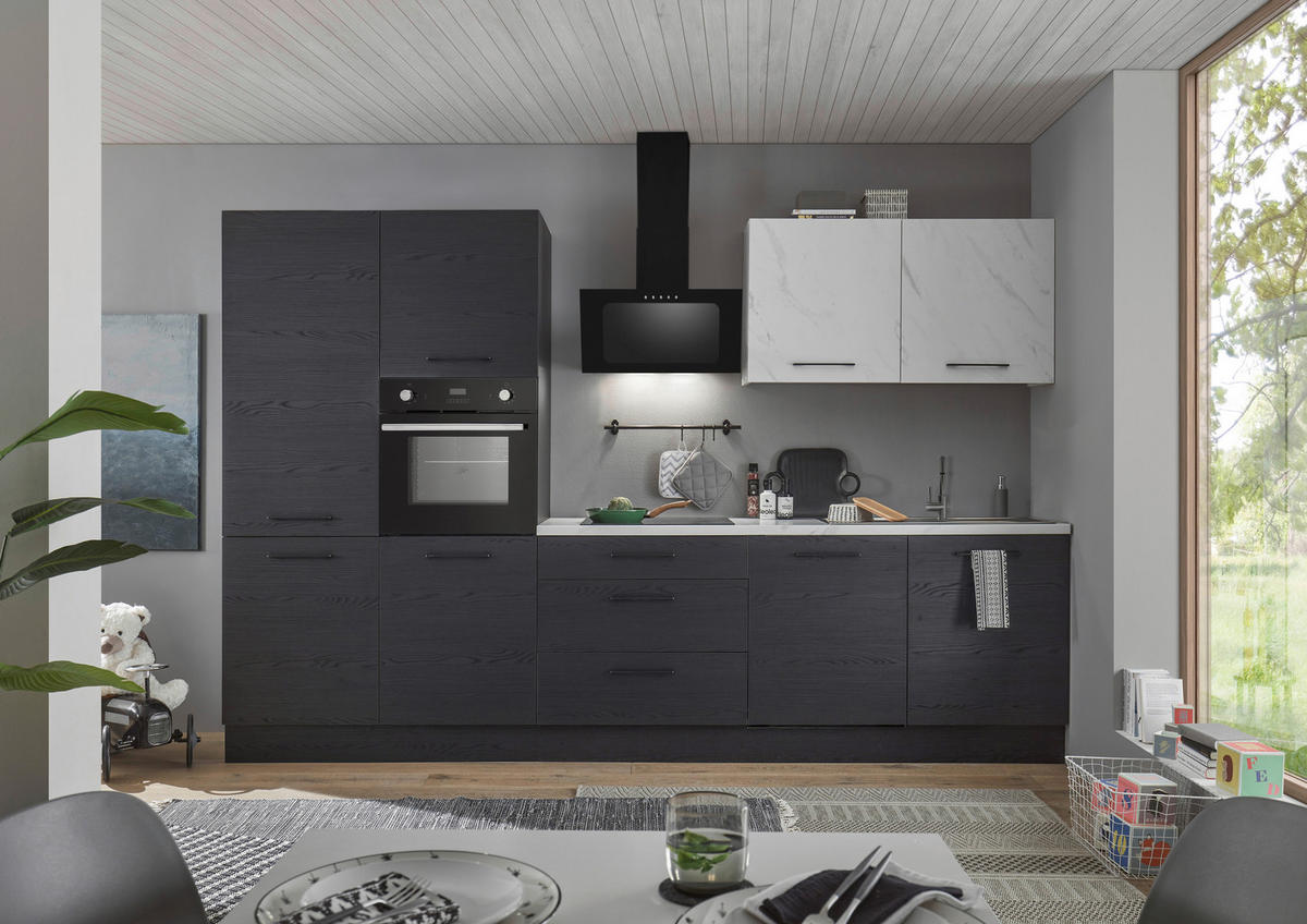 KUCHYNSKÁ LINKA NEW YORK - čierna/sivá, Design, kov/kompozitné drevo (320cm) - MID.YOU