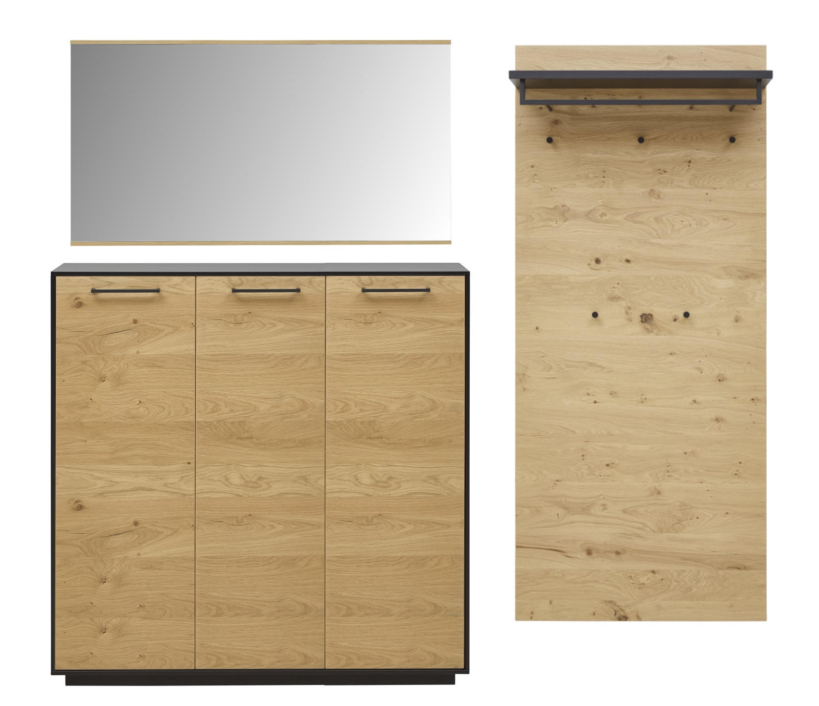 GARDEROBE 4-teilig  in 220/193/37 cm  - Eichefarben/Anthrazit, Design, Holz (220/193/37cm) - Dieter Knoll