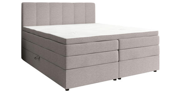 BOXSPRINGBETT 140/200 cm,  in Hellgrau, gepolstertes Kopfteil, Bettkasten, Topper, Matratzen, H2 + H3 = mittel + fest  - Hellgrau/Schwarz, KONVENTIONELL, Kunststoff/Textil (140/200cm) - Esposa