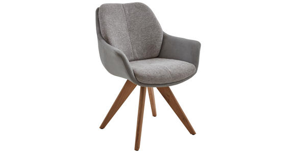 ARMLEHNSTUHL in Webstoff, Mikrofaser - Platinfarben/Wildeiche, Design, Holz/Textil (62/83,5/65cm) - Valnatura