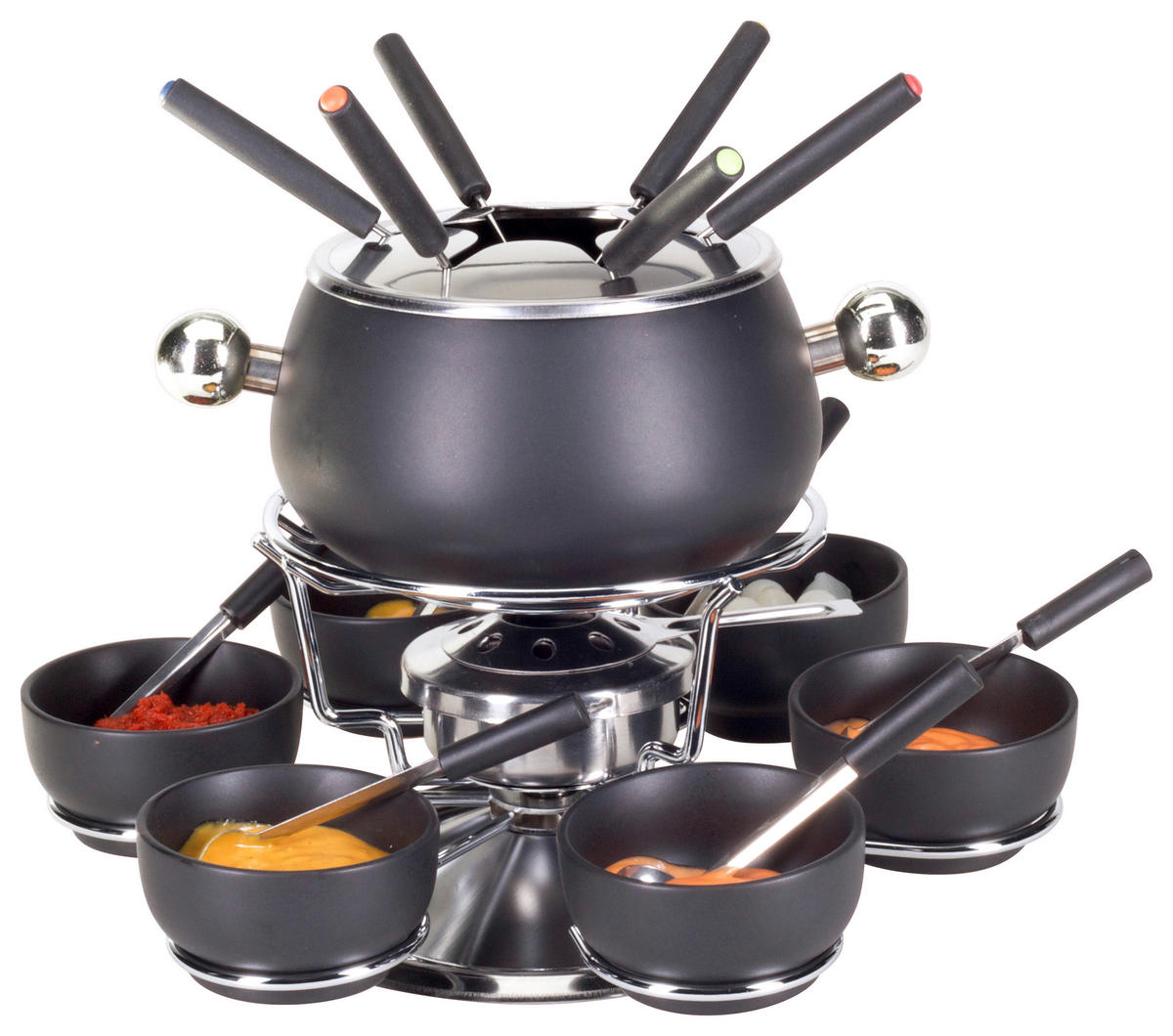 FONDUESET  - Schwarz, Basics, Keramik/Metall (35/28/35cm) - Nouvel