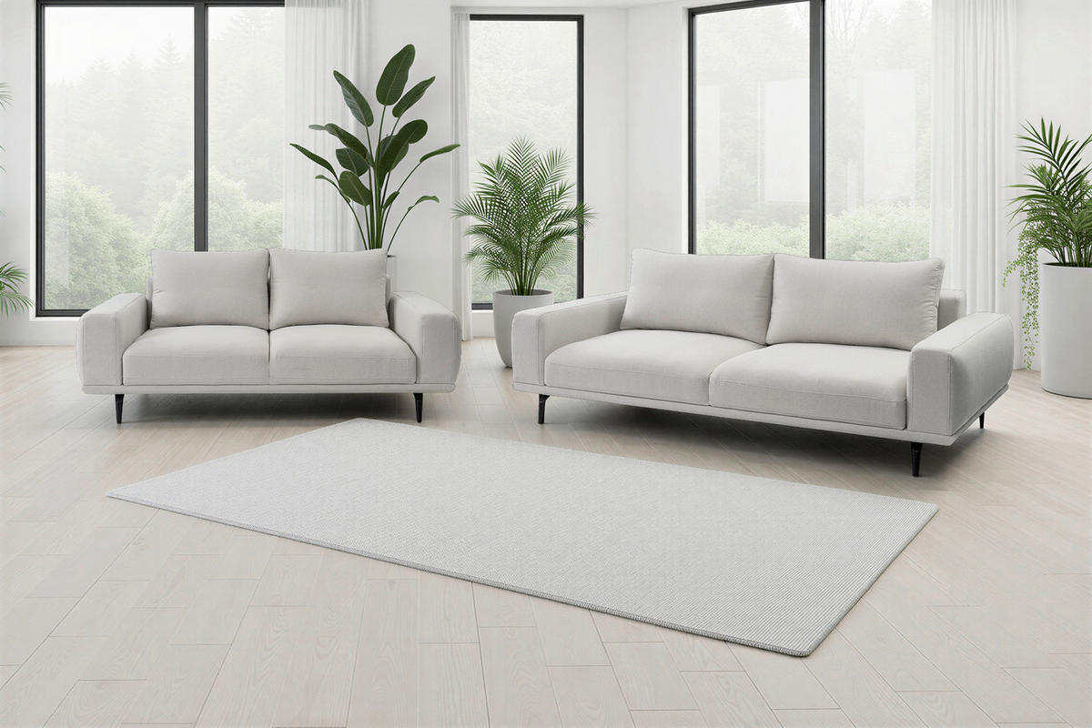 2-SITZER-SOFA Webstoff Creme  - Creme/Schwarz, MODERN, Textil/Metall (202/89/115cm) - MID.YOU