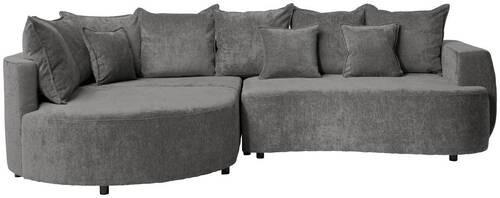 ECKSOFA in Chenille Grau  - Schwarz/Grau, Design, Kunststoff/Textil (194/307cm) - Carryhome