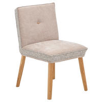 STUHL Webstoff, Mikrofaser Hellbraun, Taupe Eiche vollmassiv  - Taupe/Hellbraun, Design, Holz/Textil (49/86/67cm) - Linea Natura