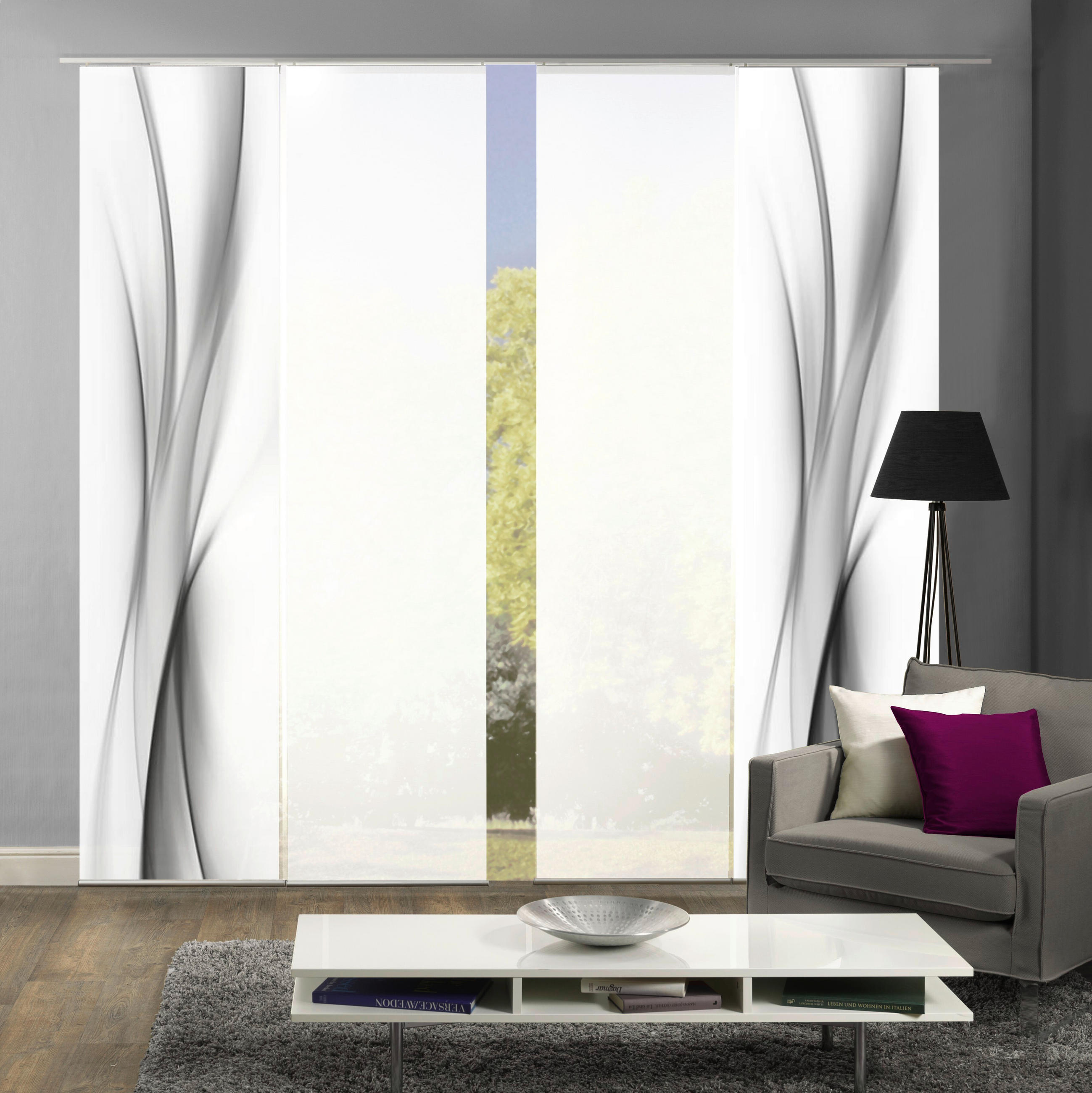 FLÄCHENVORHANG 4ER SET in Grau halbtransparent  - Grau, Design, Textil (60/245cm) - Schmidt W. Gmbh