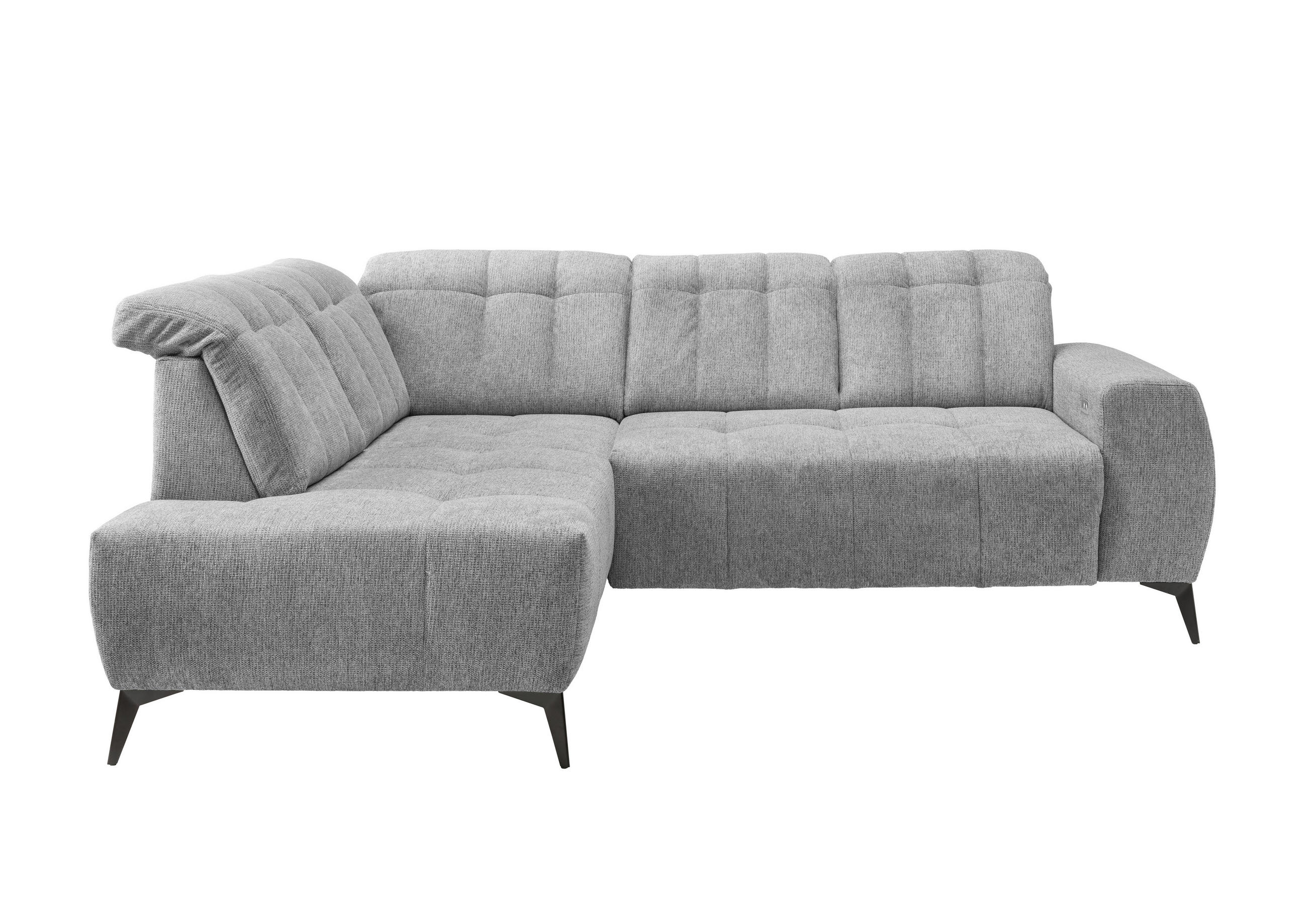 ECKSOFA in Chenille Silberfarben - Silberfarben/Schwarz, Modern, Textil/Metall (200/261cm) - Livetastic