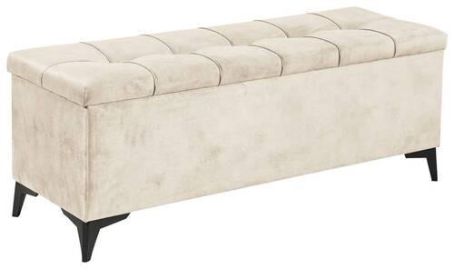 BETTBANK Mikrovelours Creme  - Creme/Schwarz, KONVENTIONELL, Kunststoff/Textil (139/58/50cm) - Modante