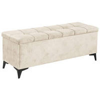 BETTBANK Mikrovelours Creme  - Creme/Schwarz, KONVENTIONELL, Kunststoff/Textil (139/58/50cm) - Modante