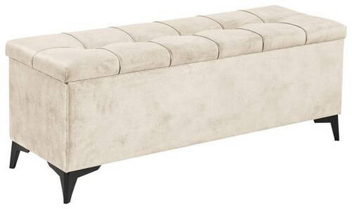 BETTBANK Mikrovelours Creme  - Creme/Schwarz, KONVENTIONELL, Kunststoff/Textil (139/58/50cm) - Modante