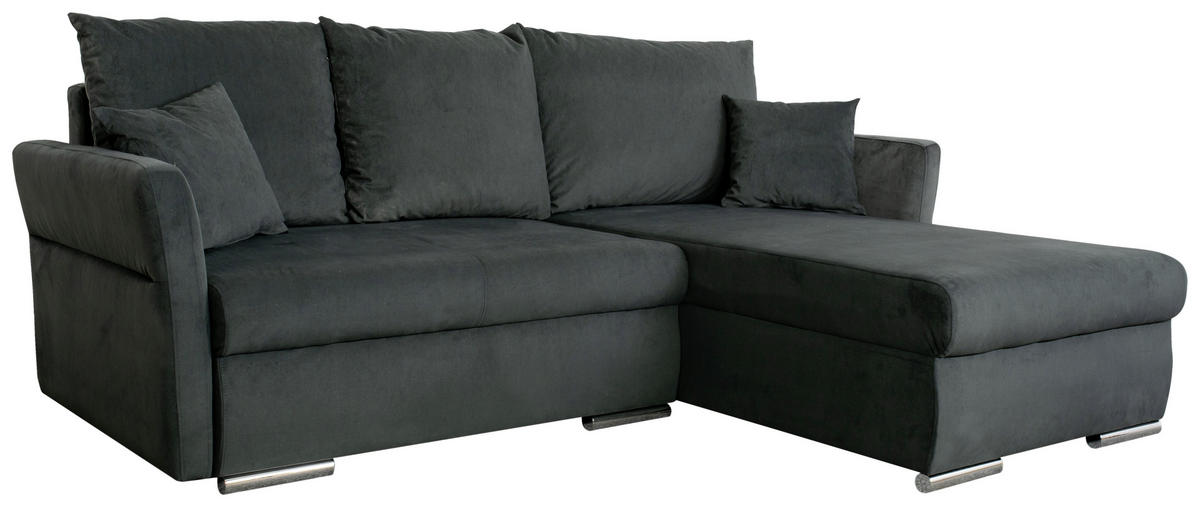 SEDEŽNA GARNITURA, velur siva  - barve kroma/siva, Moderno, umetna masa/tekstil (218/168cm) - Carryhome