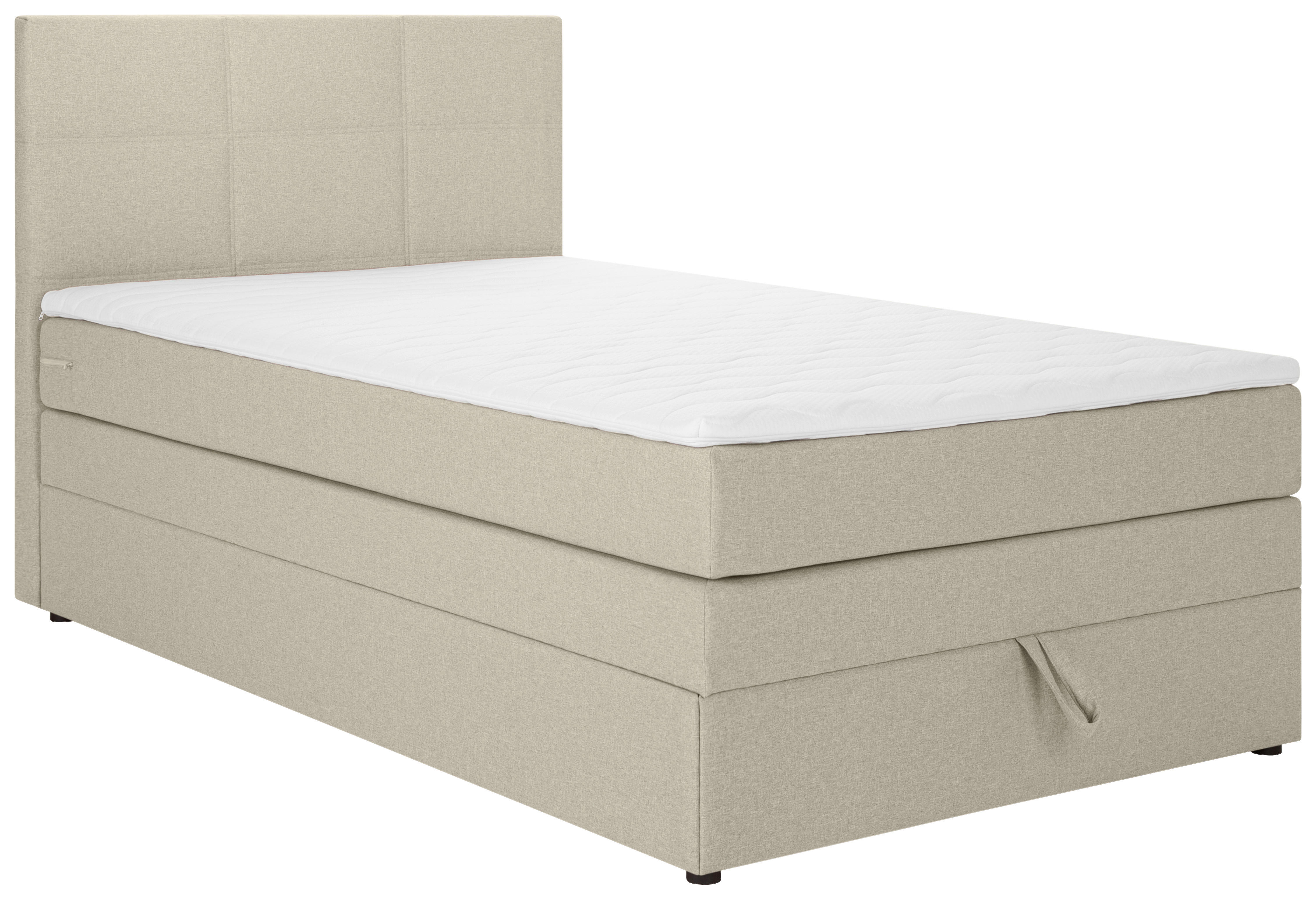 BOXSPRINGBETT 90/200 cm  in Beige  - Beige/Schwarz, Design, Kunststoff/Textil (90/200cm) - Welnova