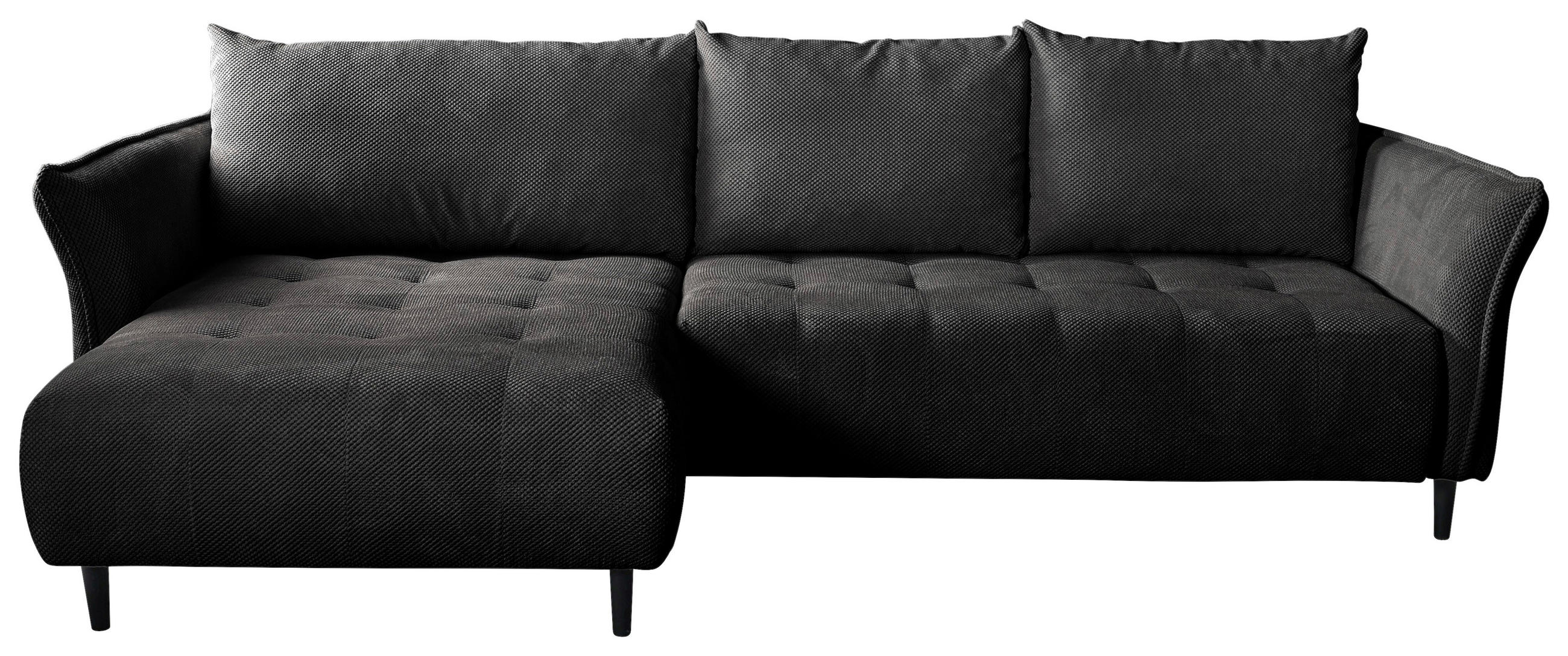 ECKSOFA MONTE CARLO Schwarz Struktur, Plüsch  - Schwarz, Trend, Textil (160/290cm) - MID.YOU
