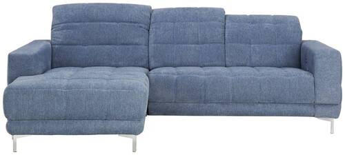 ECKSOFA in Webstoff Blau  - Chromfarben/Blau, Design, Textil/Metall (187/260cm) - Xora