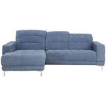 ECKSOFA in Webstoff Blau  - Chromfarben/Blau, Design, Textil/Metall (187/260cm) - Xora