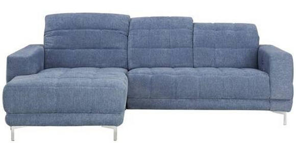 ECKSOFA in Webstoff Blau  - Chromfarben/Blau, Design, Textil/Metall (187/260cm) - Xora