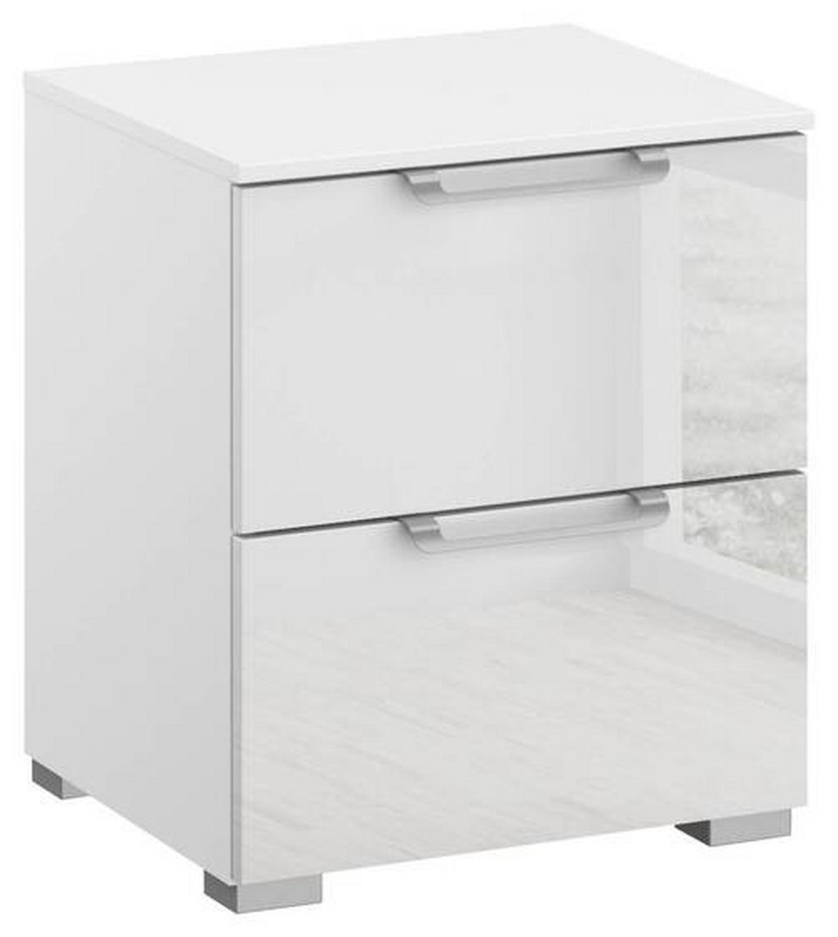 NACHTKÄSTCHEN 40/49/42 cm  in Klar, Weiss  - Klar/Weiss, Design, Glas/Holzwerkstoff (40/49/42cm) - Novel