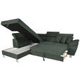 ECKSOFA inkl. Funktionen Waldgrün Cord  - Waldgrün/Silberfarben, Design, Textil/Metall (226/257cm) - Xora