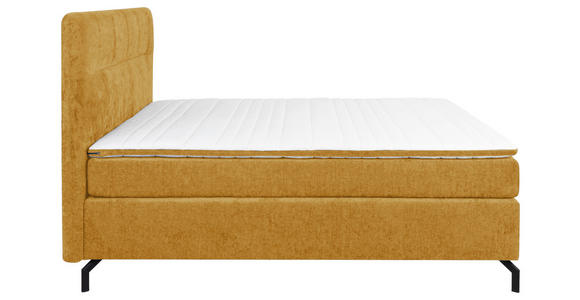 BOXSPRINGBETT 160/200 cm,  in Currygelb, Topper, H2 + H2 = mittel  - Currygelb/Schwarz, Design, Textil/Metall (160/200cm) - Esposa